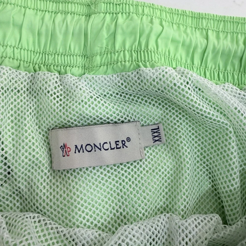 Moncler Boxer Mare Swim Shorts Neon Green Logo Patch Mesh Lined XXL